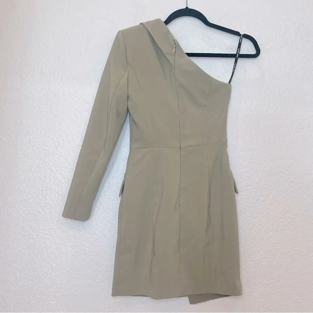 Lavish Alice One Shoulder Blazer Cocktail Mini Dress in Sage Green size 2 (US)